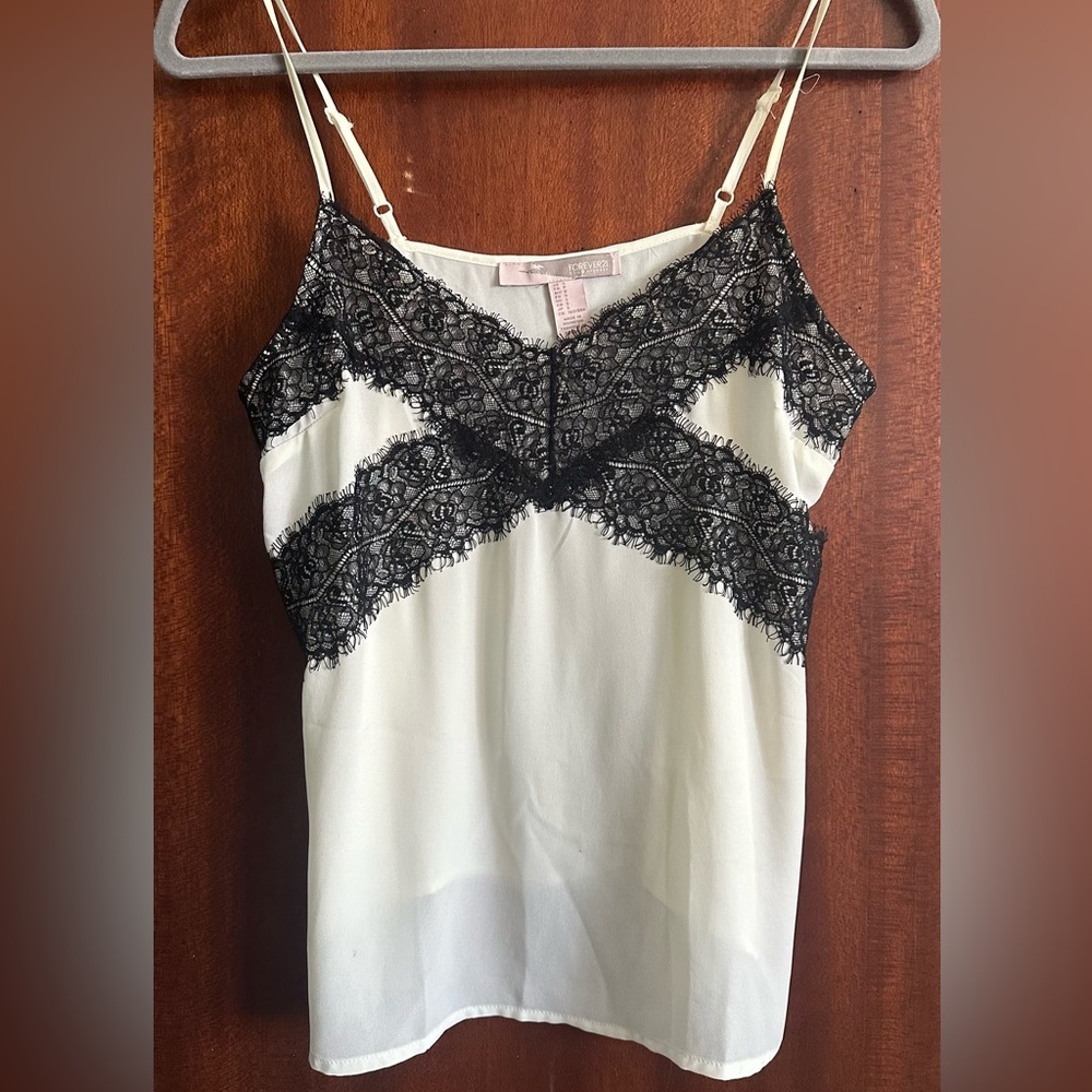 Vintage Cream Lace Trim Top